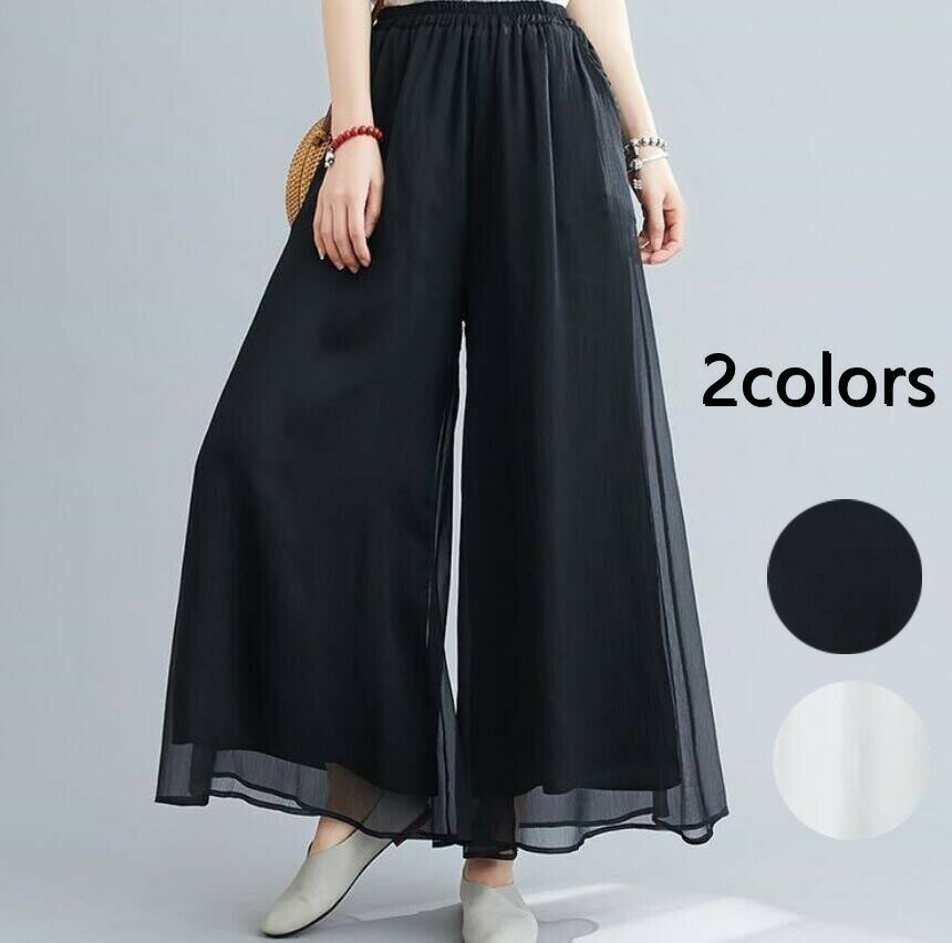 ワイド ボトムス レディース ロング 秋 夏 春 体型カバー フレアパンツ ガウチョパンツ バギーパンツ スカーチョ ワイドパンツ