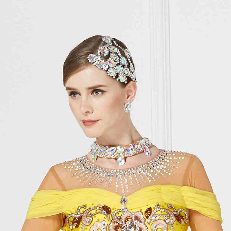ラテン衣装アク ルンバ タンゴ ワルツ ヘッドピース 豪華 ドレッシー ゴージャス 上品 髪飾り ヘッドア..
