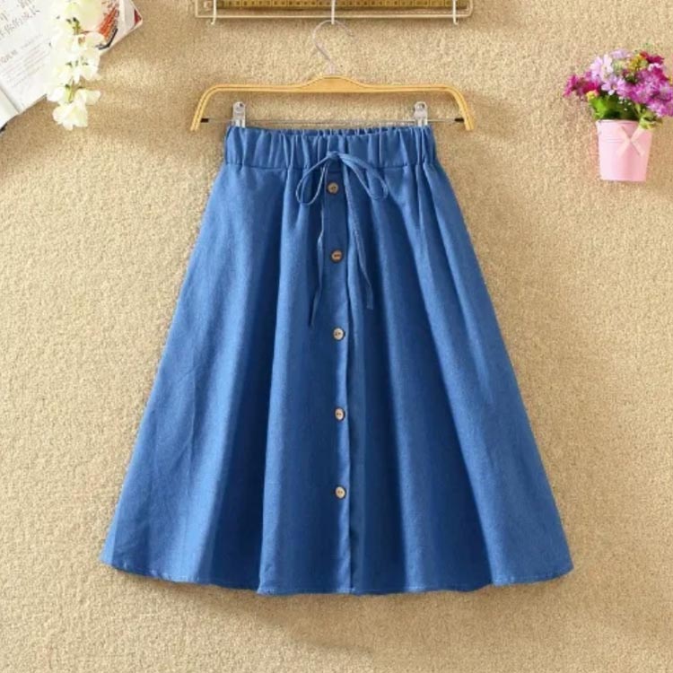MICKEY楽天市場店の着回し ボトムス ハイウエスト ロングスカートハーフ丈・ひざ丈フロントボタン ミモレ丈 aライン フレア ウエストゴム レディース｜アングル3