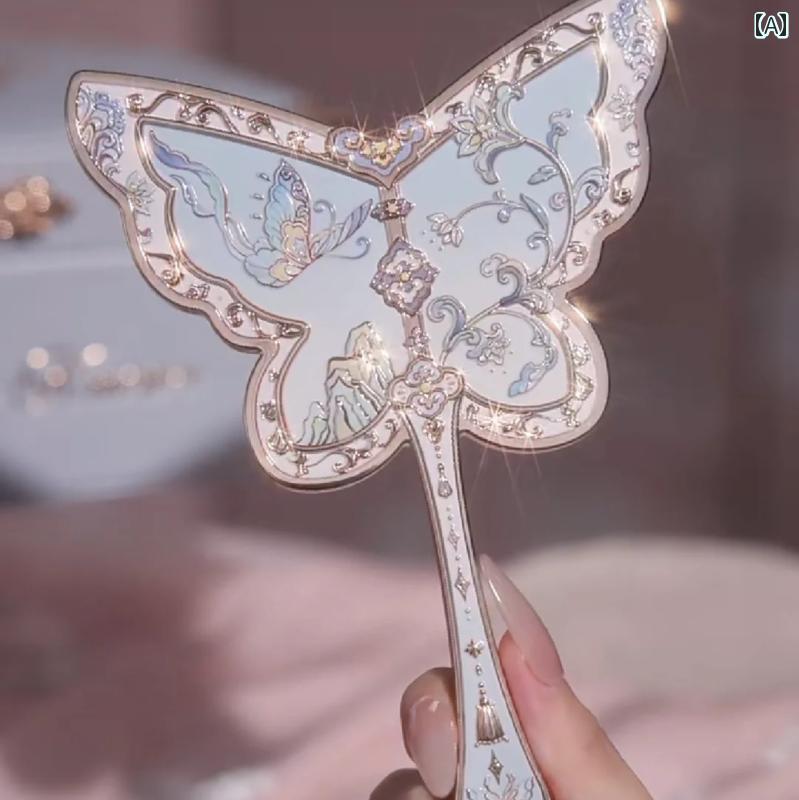 レトロ チャイナ風 メイクアップミラー 価値 ミラー高 手持ち 周辺 掛け 雲肩 蝶 記念 周年 8 Huazhixiao Spot コンパクト