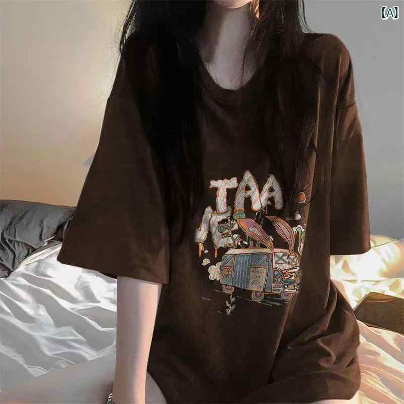 女の子、 学生、 シャツ、 T 半袖 レトロ、 サイズ、 オーバー ゆったり、 マッチ、 オール カウンター、 モールの ショッピング(4.0)