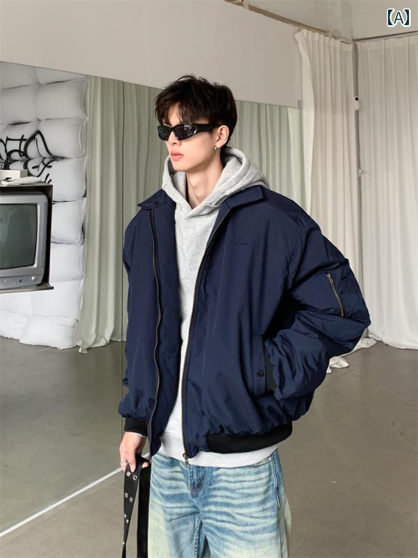 メンズトップス コート ショート バー ボン コットン 暖かい ジャケット フライト レトロ 雰囲気の ア..