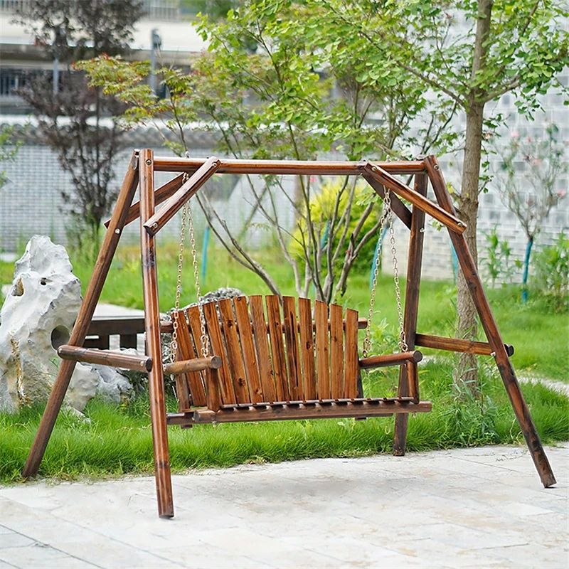 Chairs - ブランコ 木製 パティオスイング 2人用 天然木 スイングチェア ブランコ 屋外 ポーチのパティオの余暇の二重掛かる椅子 木製ベンチスイング 室内 ガーデンスイングチェア 中庭屋上公園バルコニー屋外ホテルに適しています(B)