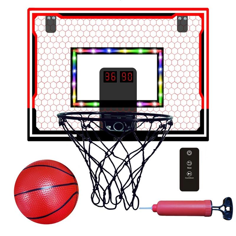 Basketball - 子供用屋内バスケットボールフープ(4-12歳) スコアリング付きドア越しバスケットボールフープ カウントダウン機能 ミニバスケッ