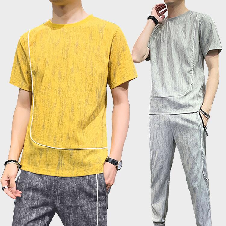 樂天商城 - セットアップ 上下セット 2点セット メンズ サマーセット 冷感接触 冷たい 半袖 カジュアル モード系 韓国ファンション ビッグシ