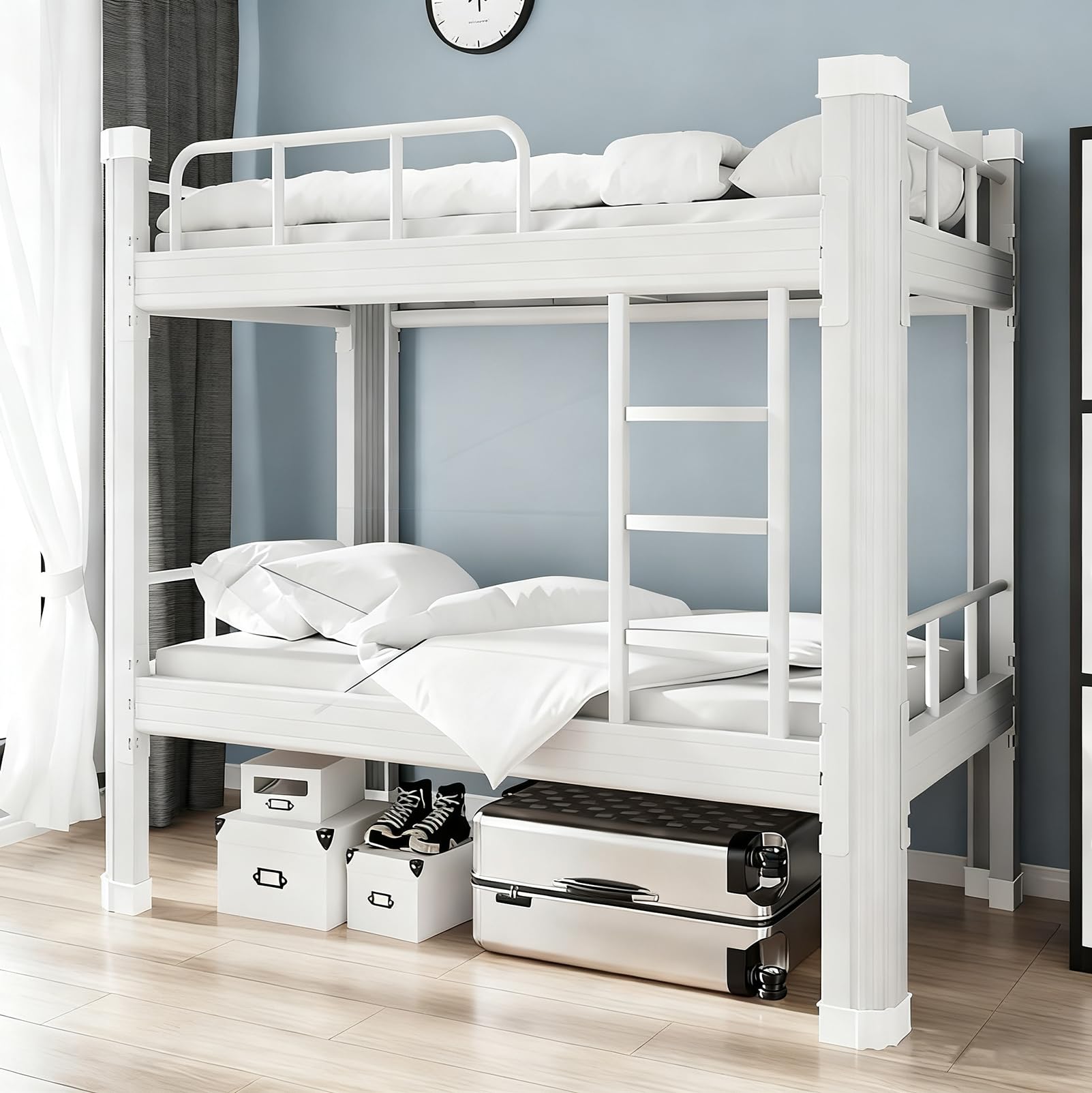 Double Bunk Beds - 2段ベッド 大人用 ロフトベッド 階段付き 二段ベッド 大人 ロータイプ 2段ベット 大人 二段ベット 大人 はしごとベッドフレーム