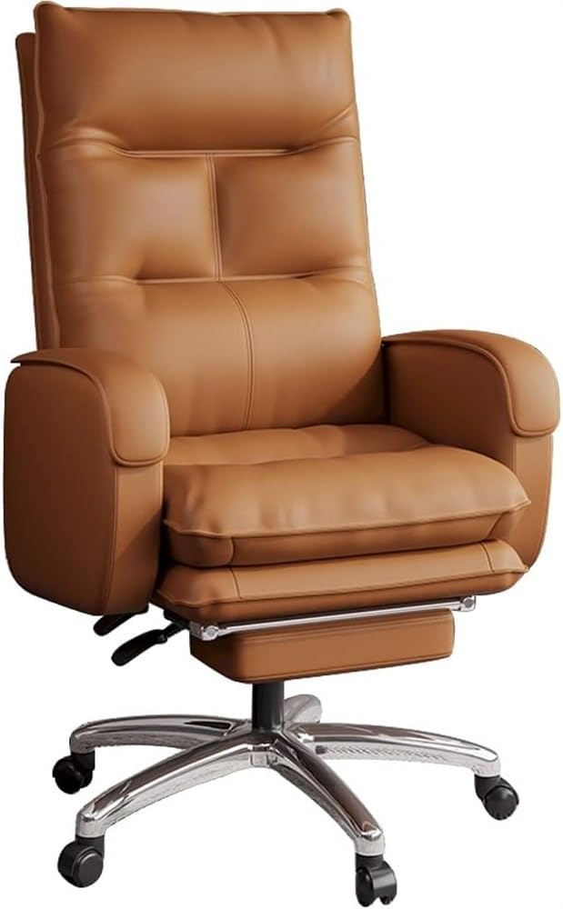 Reclining Chairs - レザーチェア レザーフルラップ人間工学に基づいたコンピューターチェア、 トップレイヤー牛革シニアボスチェア、 昇降可能なエ