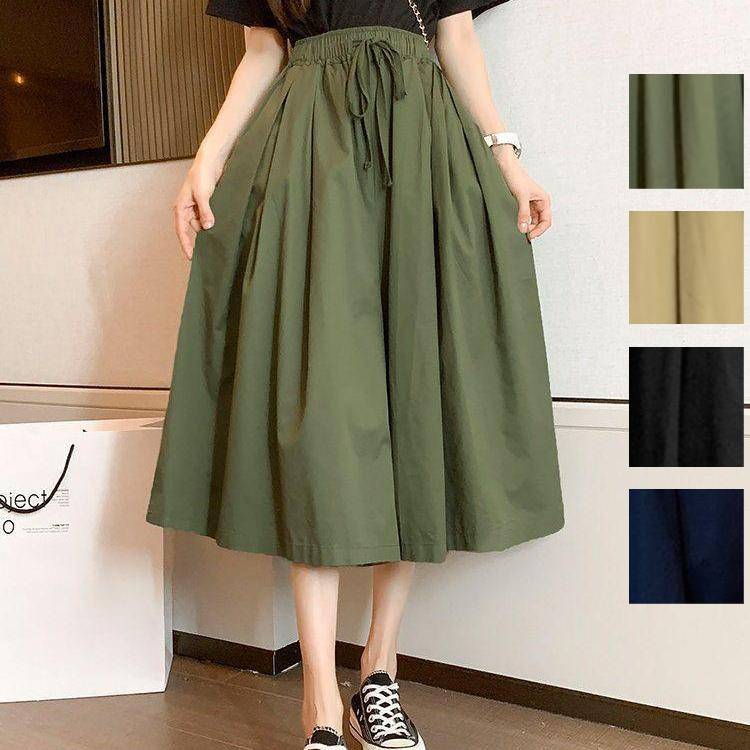 無地 夏 春 体型カバー ガウチョパンツ スカーチョ 7分丈 綿100 コットン ボトムス レディース 綿パンツ ワイドパンツ パンツ