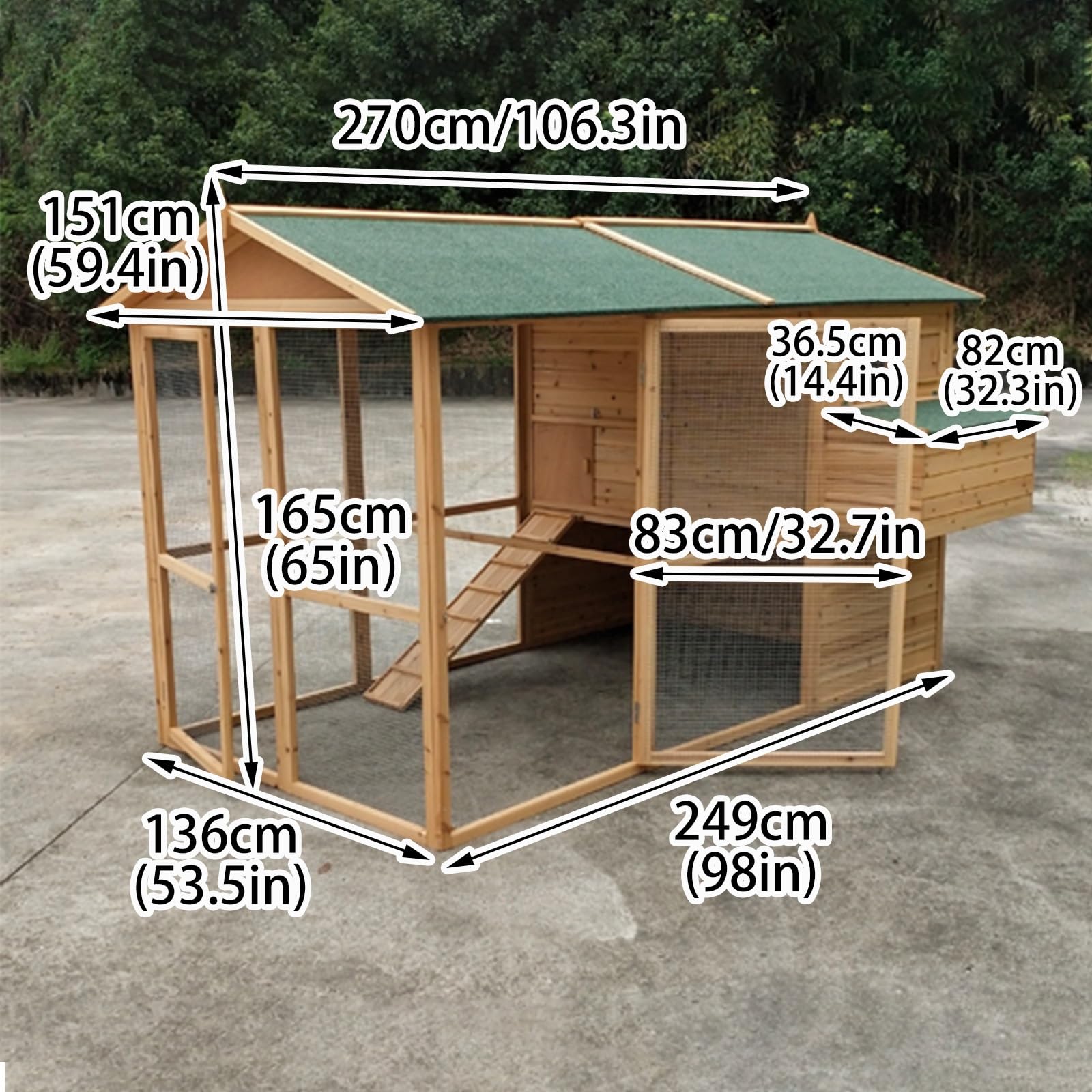 木製ウサギ小屋、スロープラン付き屋外ウサギケー...の紹介画像2