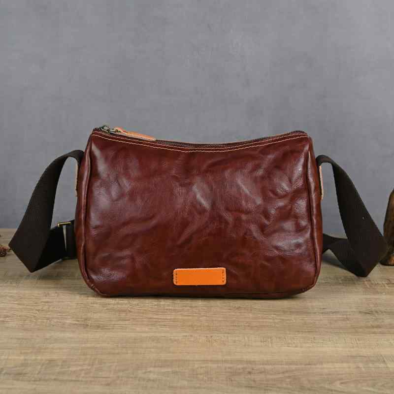 レトロ バッグ メッセンジャー スタイル 横型 バッグ クロスボディ 牛革 第一層 なめし 小物 アイテム オシャレ ファッション