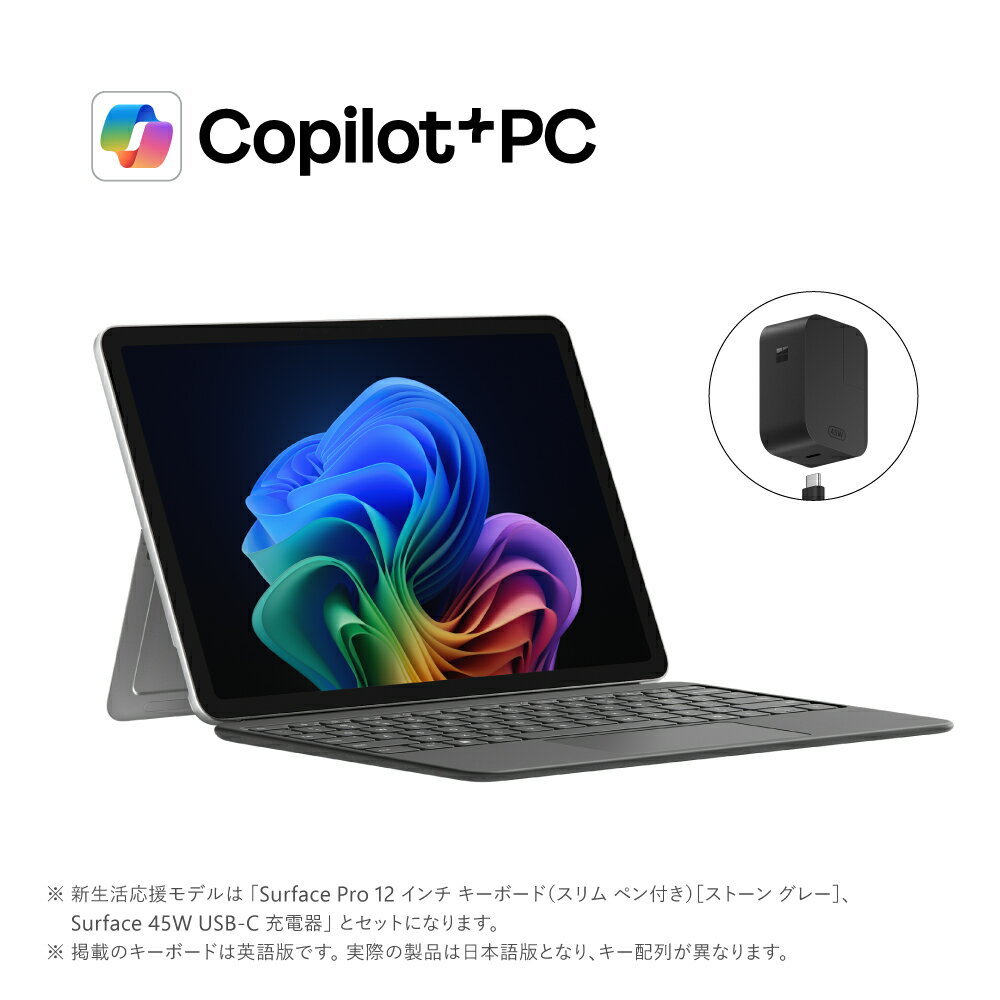 【ポイント10倍 -2/10まで】 【数量限定】特別モデル Surface Pro 12 インチ プラチナ Snapdragon® X Plus/16/256 + キーボード（スリムペン付き）ストーン グレー + 45W USB-C 充電器 EP2-46399 Windows 11 Home - Image 3