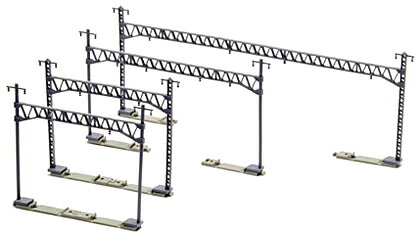 架線梁がトラス構造の複線架線柱で、様々な複線間隔にマルチ対応することがでるレールを彩るアクセサリー。●基本は37mm複線に対応した2ピース構成だが、ジョイント構造の梁を延長することで55.5mm複線をはじめ3線や複々線等あらゆる複線間隔に対...