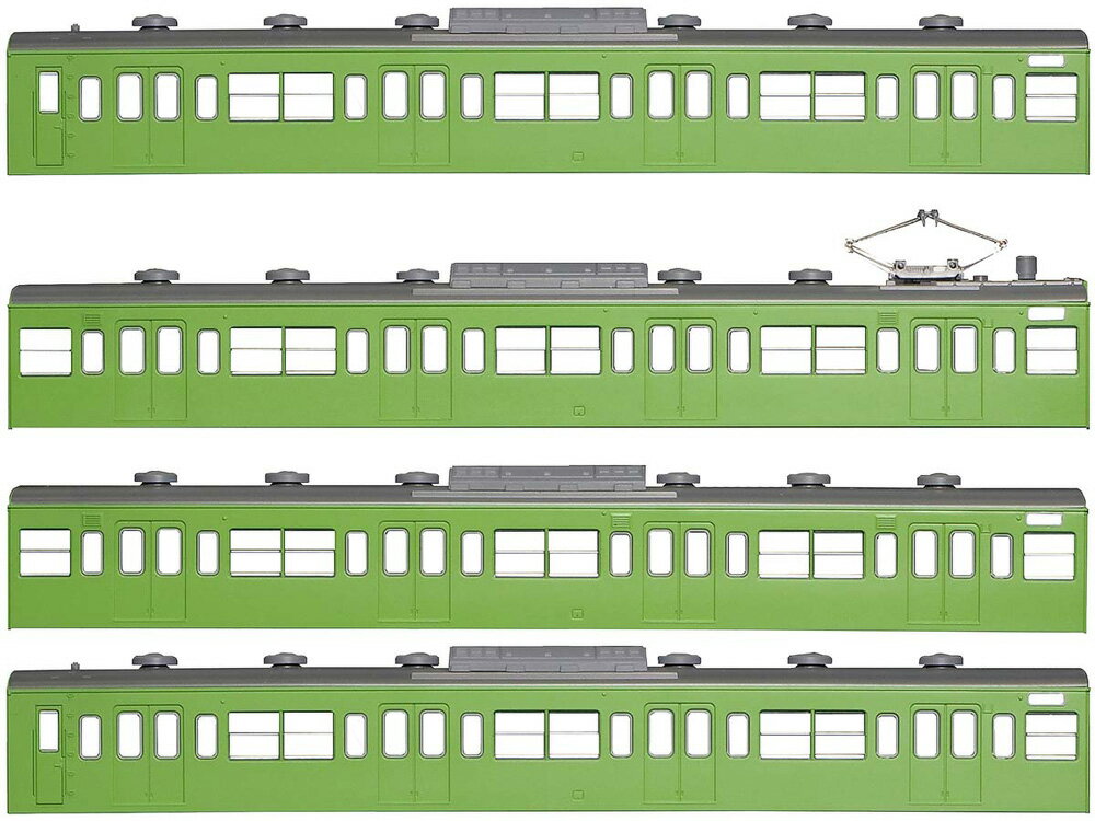 国鉄（JR）103系低運 非ユニット窓 冷改車 ウグイス 基本4両編成ボディキットA【グリーンマックス 18005】「鉄道模型 Nゲージ」