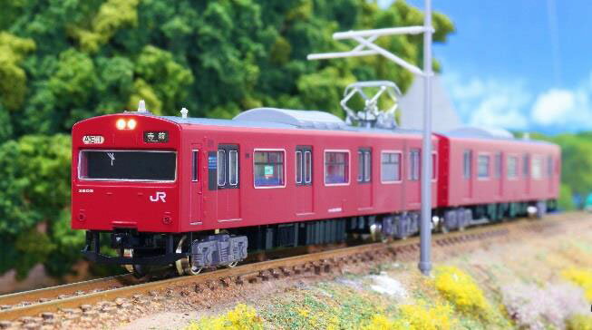 JR103系3500番台 播但線（グレー台車）2両編成セット（動力付き）【グリーンマックス・30979】「鉄道模型 Nゲージ」のサムネイル