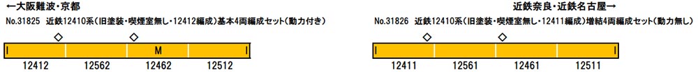 近鉄12410系（旧塗装 喫煙室無し 12411編成）増結4両編成セット（動力無し）【グリーンマックス・31826】「鉄道模型 Nゲージ グリーンマックス」_1