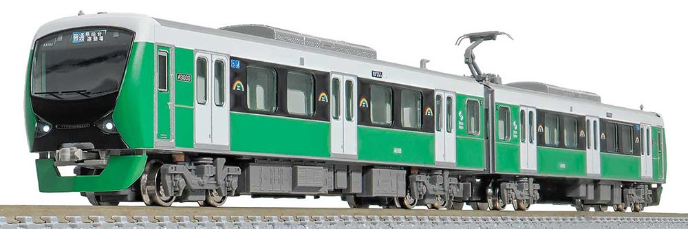 ※新製品 6月発売※静岡鉄道A3000形（ナチュラルグリーン 新ロゴ）2両編成セット（動力付き）【グリーンマックス・31849】「鉄道模型 Nゲージ グリーンマックス」