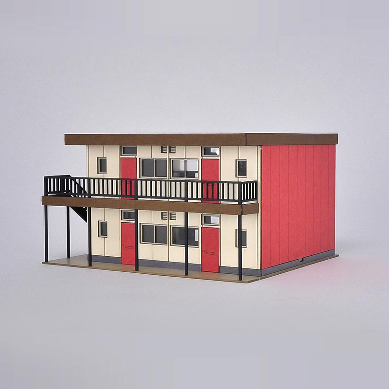 1/150 アパート B（朱）【東京ジオラマファクトリー・0083-】「鉄道模型 1/150 東京ジオラマファクトリー」