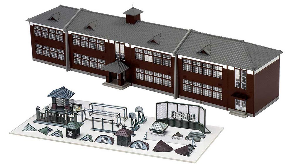 着色済み 木造校舎（ダークブラウン）【グリーンマックス・2908】「鉄道模型 Nゲージ グリーンマックス」