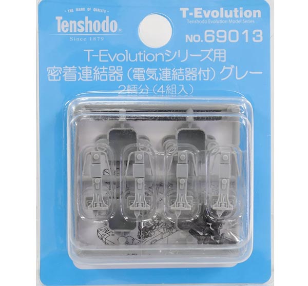 T-Evolution用 密着連結器 （電気連結器付）グレー 2輌分（4個入）「鉄道模型 HOゲージ 天賞堂」