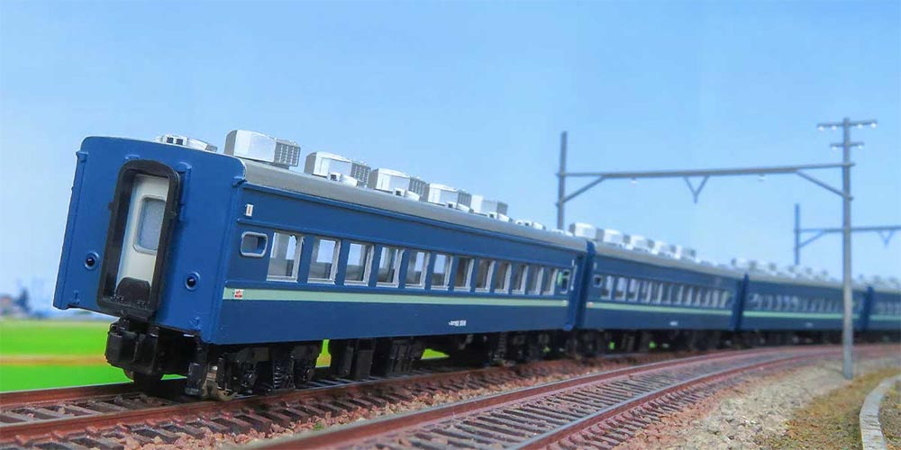 着色済み　スロ62系（青色 淡緑帯付き）6両編成セット【グリーンマックス・19510】「鉄道模型 Nゲージ グリーンマックス」