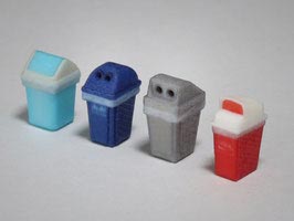 1/83 ゴミ箱4種セット【梅桜堂・AC-067-83C】「鉄道模型 1/83 梅桜堂」