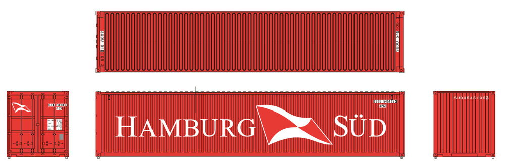 40ftコンテナ（HAMBURG SUD) 1個入【トラムウェイ・C-Rail-N40f-HS】「鉄道模型 Nゲージ」