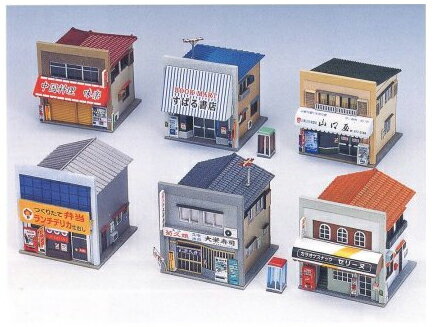 商店セット（6軒入）　（未塗装組立キット）「鉄道模型 Nゲージ GREENMAX」