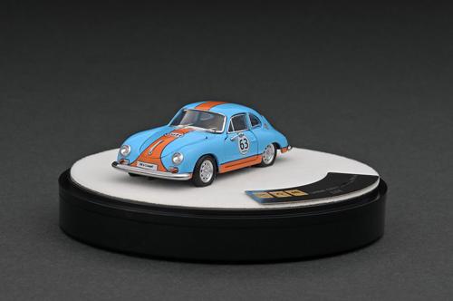 PGM-640503-2 PGM 1/64 Porsche 356 Light Blue/Orange - Rotating display