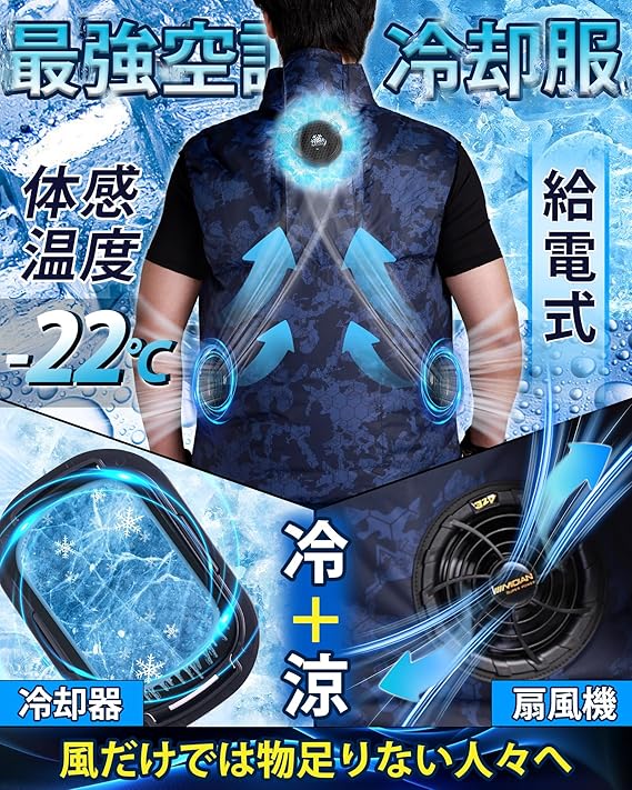 MIDIAN ペルチェ冷却服 空調ウェア 32Vフルセット 空調ファン付き 空調作業服 ファンバッテリーセット ファン付き作業服 3D立体送風 -13℃冷却効果 男女兼用 暑さ対策 熱中症対策 建設 釣り 工場 農作業 敬老の日 防災 midian-workwear-10000013 MIDIAN空調作業服専門店 サンプル画像3