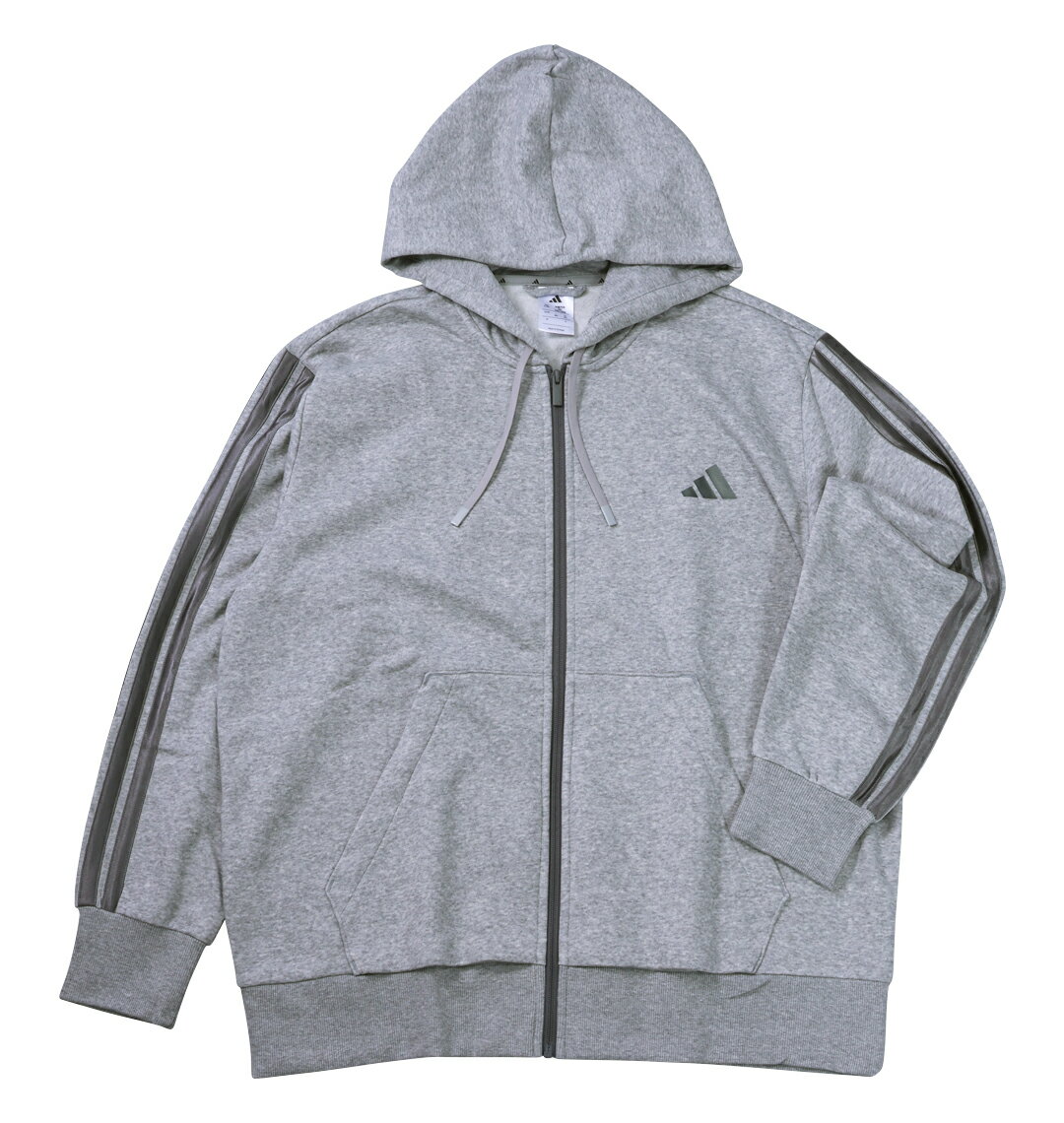 楽天大きいサイズのメンズ服 ミッド【新商品】adidas 大きいサイズ メンズ ESS HLD FZスウェットフーディ ミディアムグレーヘザー 4XL 5XL