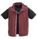 大きいサイズ メンズ ジャガードノースリーブパーカー+半袖Tシャツ in the attic ワイン×ブラック 3L 4L 5L 6L