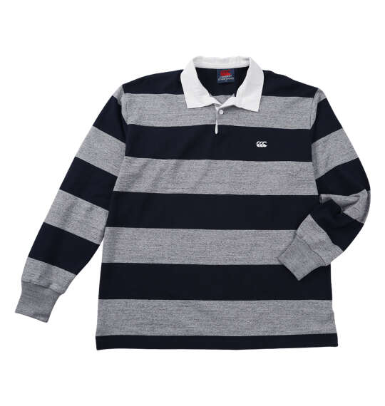 【新商品】canterbury 大きいサイズ メンズ 4インチストライプラグビージャージ ミディアムグレー 4L