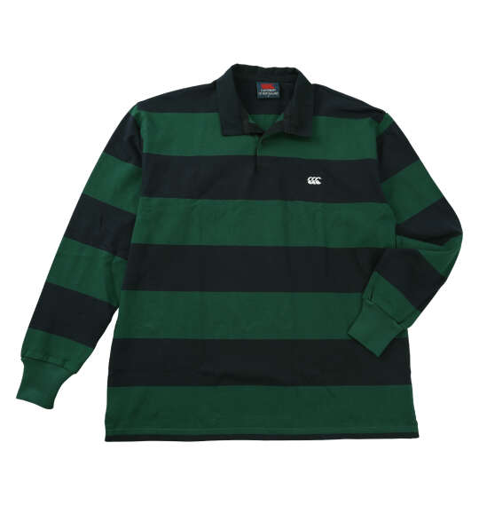 【新商品】canterbury 大きいサイズ メンズ 4インチストライプラグビージャージ フォレストグリーン 4L