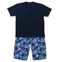【新商品】Mc.S.P 大きいサイズ メンズ ベア天竺半袖Tシャツ+六分丈パンツ ネイビー 3L 4L 5L 6L 7L 8L