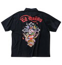 【新作・新着商品！】 大きいサイズ メンズ 鹿の子プリント半袖ポロシャツ Ed Hardy ブラック 3L 4L 5L 6L 8L