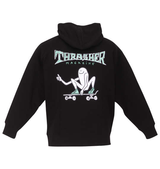 大きいサイズ メンズ Gonz Thumbsフルジップパーカー THRASHER ブラック 3L 4L 5L 6L 8L