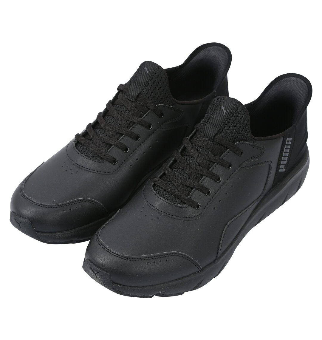 大きいサイズ メンズ PUMA スニーカー(SOFTRIDE フレックスLSL EASE INワイド) (30) (プーマブラック) サイズ適応甲幅(外寸)303011.8 商品説明 PUMAのスニーカー(SOFTRIDE フレックスLSL EASE INワイド)です。立ったまま、スッと履けるイーズイン(EASE IN)。「楽ふわっ」な履き心地を提供するソフトライドシリーズ。シュータン一体型のスリッポン構造の履き口、かかと部分が柔らかく、立ったまま手を使わず簡単に足入れが可能です。アッパーに人工皮革を使用し、外出やウォーキング以外にも、ビジネス用としてもおすすめの落ち着いたデザイン。SOFTRIDEミッドソールは、究極のクッション性を提供し一日中快適な履き心地が持続します。通常よりワイドに設計されており、横幅も気にせず履くことができます。 品質 アッパー:人工皮革+合成繊維ミッドソール:合成樹脂(EVA樹脂)アウトソール:ゴム底 カラー 2&nbsp;プーマブラック