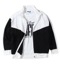 大きいサイズ メンズ 裏起毛切替フルジップスタンドジャケット+半袖Tシャツ COLLINS ブラック×ホワイト 3L 4L 5L 6L 8L