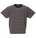 大きいサイズ メンズ オーガニックコットンボーダークルーネック半袖Tシャツ Mc.S.P エムシーエスピー ブラック 3L 4L 5L 6L 7L 8L