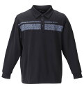 大きいサイズ メンズ SRIXON ゴルフ用ポロシャツ 3L 4L 5L 6L クロスラインデザイン スリクソン 長袖シャツ ブラック