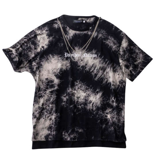 樂天商城 - 大きいサイズ メンズ チェーン付フェイクレイヤード半袖Tシャツ PSYCHO NATION ブラック×ブラック 3L 4L 5L 6L