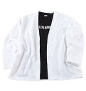 大きいサイズ メンズ 膨れジャガード長袖カーディガン+半袖Tシャツ BEAUMERE ホワイト×ブラック 3L 4L 5L 6L