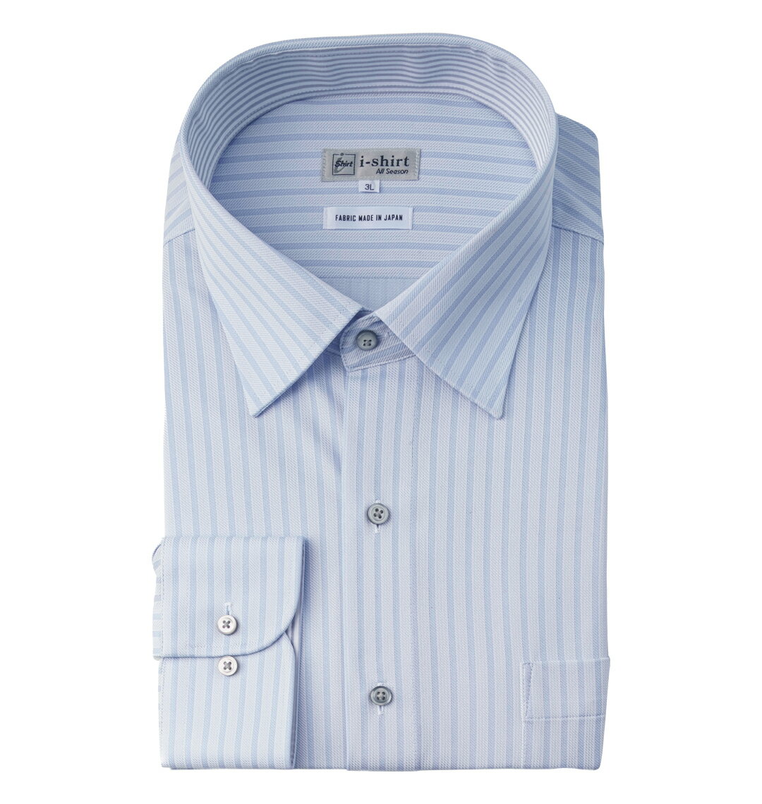 楽天大きいサイズのメンズ服 ミッド【新商品】i-Shirt 大きいサイズ メンズ セミワイドカラー長袖シャツ ブルー 4L 5L 6L 7L 8L