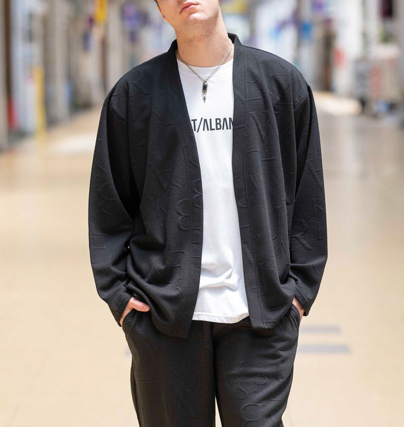 樂天商城 - 大きいサイズ メンズ 膨れジャガード長袖カーディガン+半袖Tシャツ BEAUMERE ブラック×ホワイト 3L 4L 5L 6L