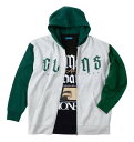 大きいサイズ メンズ 裏起毛配色フルジップパーカー+半袖Tシャツ COLLINS オートミール×ブラック 3L 4L 5L 6L 8L