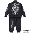 大きいサイズ メンズ プリントジャージセット Ed Hardy ブラック 3L 4L 5L 6L