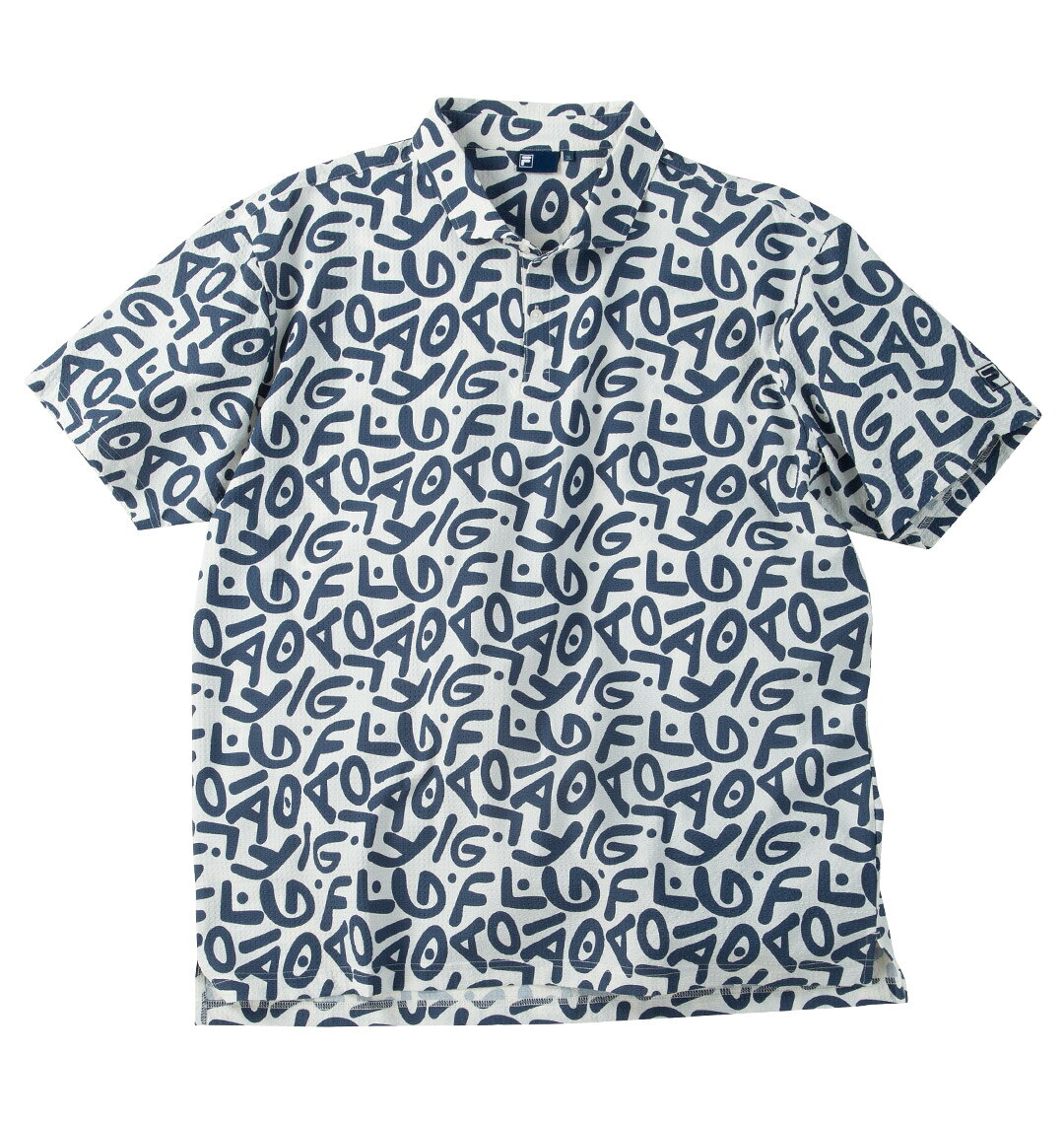 樂天商城 - FILA GOLF 大きいサイズ メンズ ニットサッカーロゴプリント半袖シャツ ホワイト 3L 4L 5L