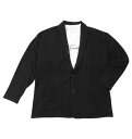 launching pad 大きいサイズ メンズ 針抜きストライプ長袖ショールジャケット+半袖Tシャツ ギフト 誕生日 クリスマス ブラック×ホワイト 3L 4...
