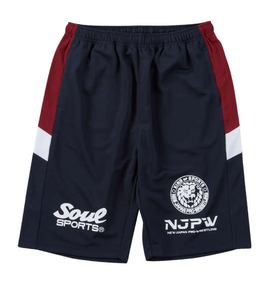 SOUL SPORTS×新日本プロレス 大きいサイズ メンズ ジャージハーフパンツ ネイビー 3L 4L 5L 6L 8L