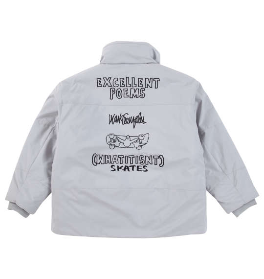 (What it isNt) 大きいサイズ メンズ 防風スタンドカラー中綿ジャケット ギフト 誕生日 クリスマス ライトグレー 3L 4L 5L 6L